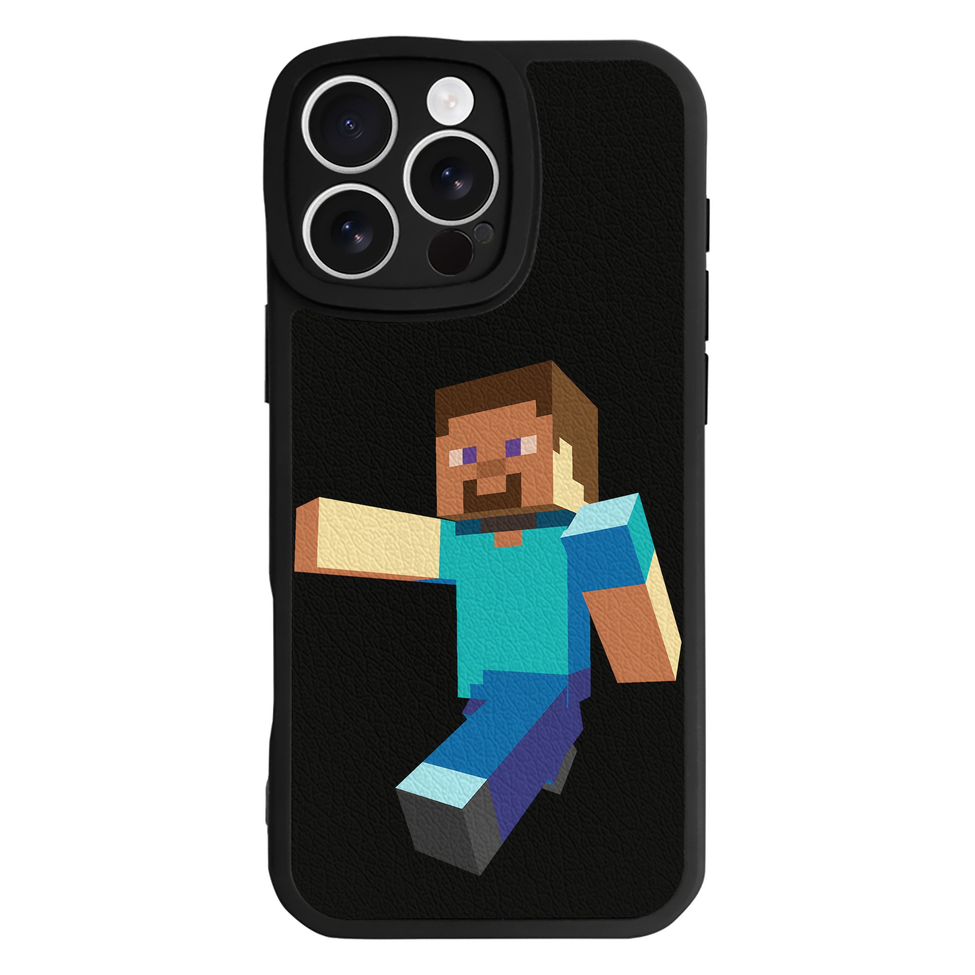 （画像用） マインクラフト ブロックの世界 Minecraft MC Block world 【iPhone 16シリーズ対応】シリコンスマホケース（レザー調） 材質：シリコン
